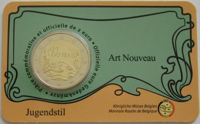 Belgium 2 Euro Commemorative Coin 2023 - Art Nouveau.BU. Coincard.