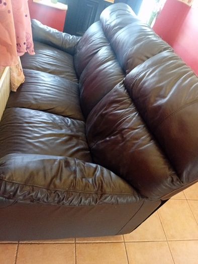 3 seater brown leather sofa