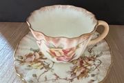 Antique Doulton Burslem Blush Ivory demitasse teacup and saucer set