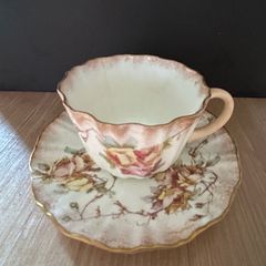 Antique Doulton Burslem Blush Ivory demitasse teacup and saucer set