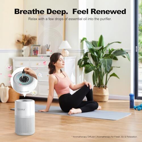 Air Purifier for Bedroom Home - Quiet HEPA Filter Cleaner with Fragrance Sponge & 3 Speed for Dust, Pet,Better Sleep, Air Freshener, Odour, Smoke, Office, Desktop
