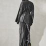 Brand New Nothing Ordinary Charcoal Grey Plisse Wide Leg Trousers in Size UK14 Image 4