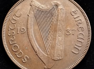 [2672] - Ireland - 1937 - 1 Penny - Irish 1d - KM.3 - High Grade