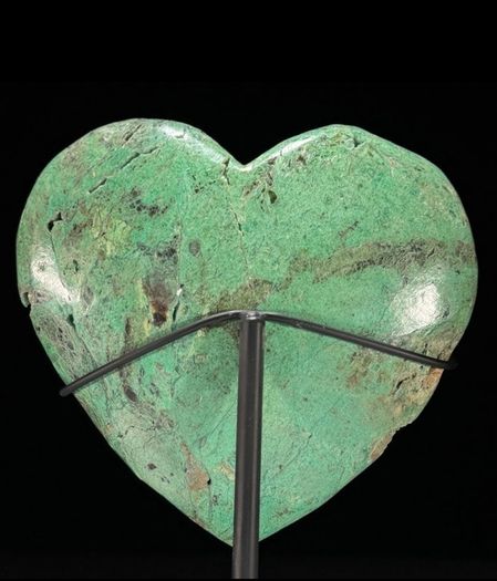 Natural Green Smithsonite Heart Shaped Stone - Mineral