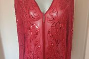 Together red sequin beaded cover up top size UK18 EU46 Postage included