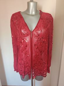 Together red sequin beaded cover up top size UK18 EU46 Postage included