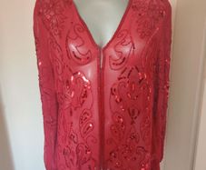 Together red sequin beaded cover up top size UK18 EU46 Postage included