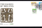 1991 Ireland Seventh Definitive Series Treasures of Ireland (5p, 20p and IR5) An Post First Day Cover (FDC) with Corcaigh (Cork) Pictorial Cancel