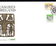 1991 Ireland Seventh Definitive Series Treasures of Ireland (5p, 20p and IR5) An Post First Day Cover (FDC) with Corcaigh (Cork) Pictorial Cancel
