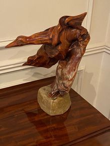 wood sculpture of birds signed and titled signed 2007