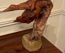 wood sculpture of birds signed and titled signed 2007