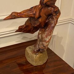 wood sculpture of birds signed and titled signed 2007