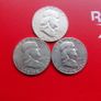 US Franklin Silver Half dollars (3).90% Silver.1952.1954.1962. Image 2