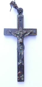 Antique Pectoral Cross: Monk Crucifix, Skull & Crossbones Charm