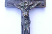 Antique Pectoral Cross: Monk Crucifix, Skull &amp; Crossbones Charm