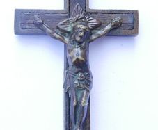 Antique Pectoral Cross: Monk Crucifix, Skull & Crossbones Charm