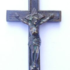 Antique Pectoral Cross: Monk Crucifix, Skull & Crossbones Charm