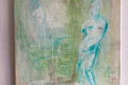 Original Painting Biophilic Palette Painting of gardrn Roman statue Quiet Luxury Aesthetic