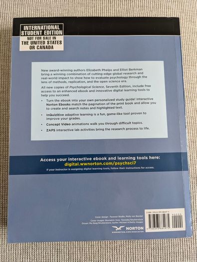Psychological Science 7th Edition International Student Edition + Unused Access Code