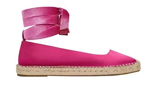 NEW Zara Pink Satin Flat Espadrilles