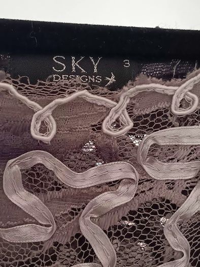 SKY Designs Lace, Ribbon and Sequins Black Top