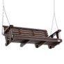 Wooden Porch Swing 4.5 ft, Patio bench swing for Courtyard & Garden, Upgraded 880 lbs Strong Load Capacity, Heavy Duty Swing Chair Bench with Hanging Chains for Outdoors, Carbonized Brown Image 5