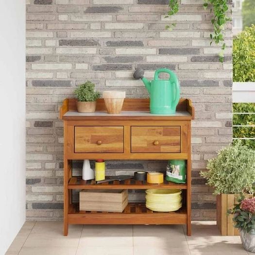 Garden Cabinet Natural 78 x 36.5 x 78cm Solid Acacia Wood