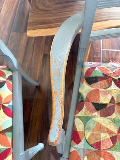 Grey wooden chairs