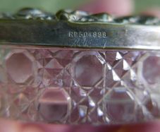 Antique Edwardian Glass Trinket Dish Silver Plate Embossed Lid
