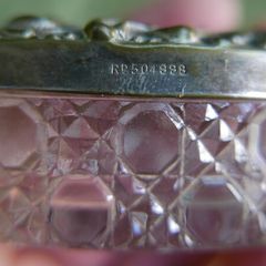 Antique Edwardian Glass Trinket Dish Silver Plate Embossed Lid
