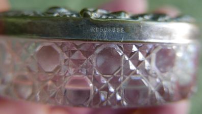 Antique Edwardian Glass Trinket Dish Silver Plate Embossed Lid