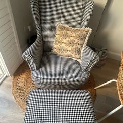 Strandmon IKEA armchair and footstool houndstooth
