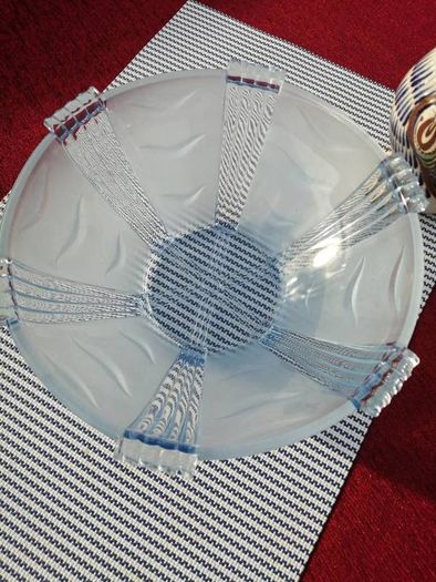 Art Deco Frosted Blue Glass Bowl