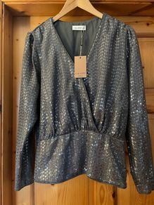 Gallery decadence silver sequins top