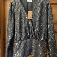Gallery decadence silver sequins top