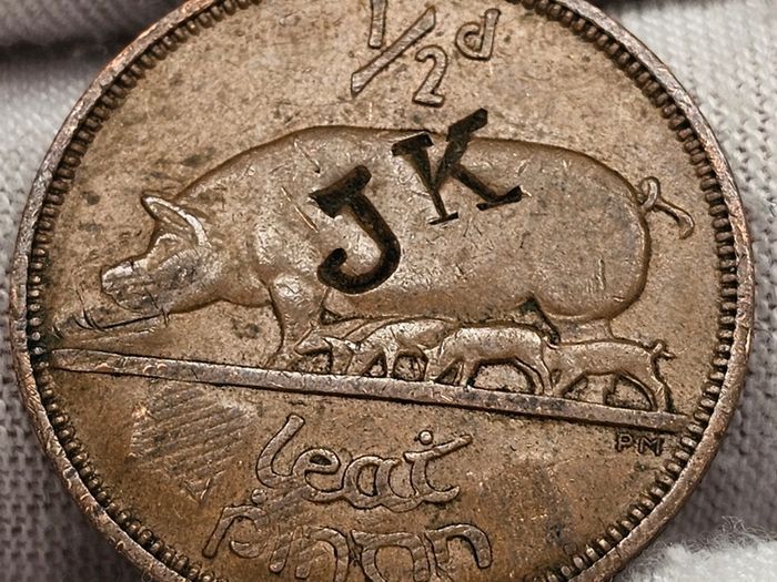 Ireland 1964 1d Penny Counterstamped KEANE JK