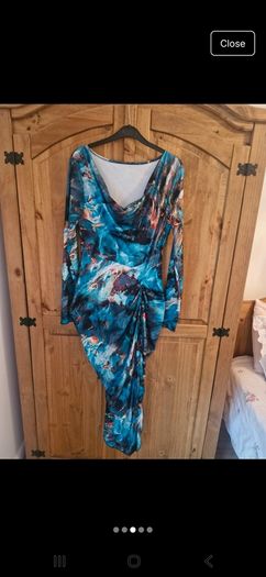 Shein Tie Dye Draped Collar Asymmetric Hem Dress