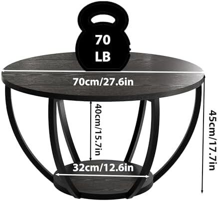 Round Coffee Table,Accent Center Table for Living Room,Black