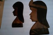hand carved indian heads