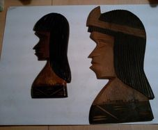 hand carved indian heads