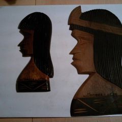 hand carved indian heads