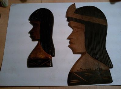 hand carved indian heads