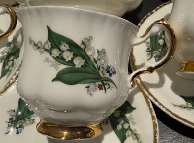 Vintage Lily of The Valley Teacups and Saucers Set