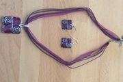 Purple necklace and earrings set