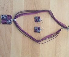 Purple necklace and earrings set