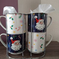 Retro Vintage Style Christmas Nesting Mugs