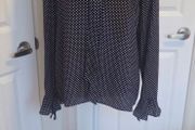 Orsay Navy Polka Dot Blouse Size 40 UK 12 Frill Sleeve Smart Casual Top
