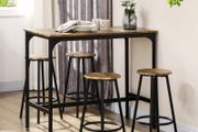 Five-Piece Industrial-Style Bar Table Set - Brown/Black