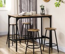 Five-Piece Industrial-Style Bar Table Set - Brown/Black