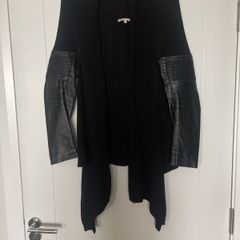 Maje Black Cardigan with Leather Sleeves size 2